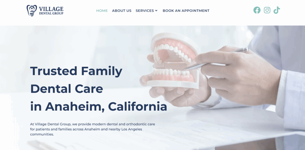Medical Website Design & Booking System 2 Village dental group Website